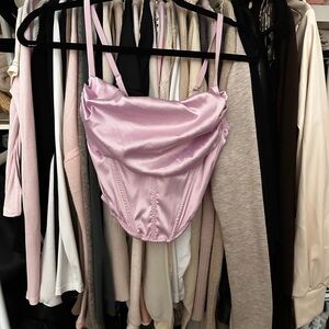 Pink Satin Corset Top Urban Outfitters